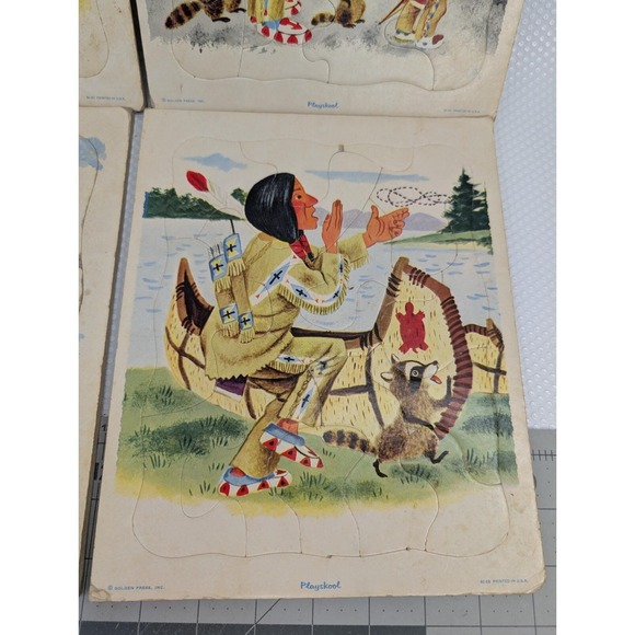Playskool Golden Press Indian Tray Puzzle Lot of 4 - Picture 4 of 9